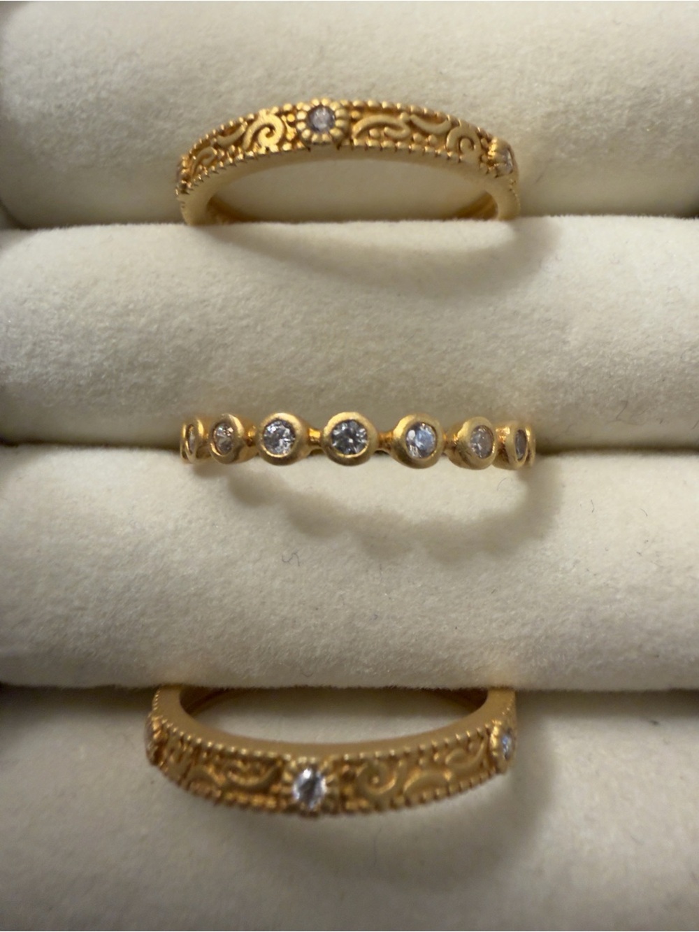 Frieda Rothman Set of 3 CZ Stacking Rings Set Size 8